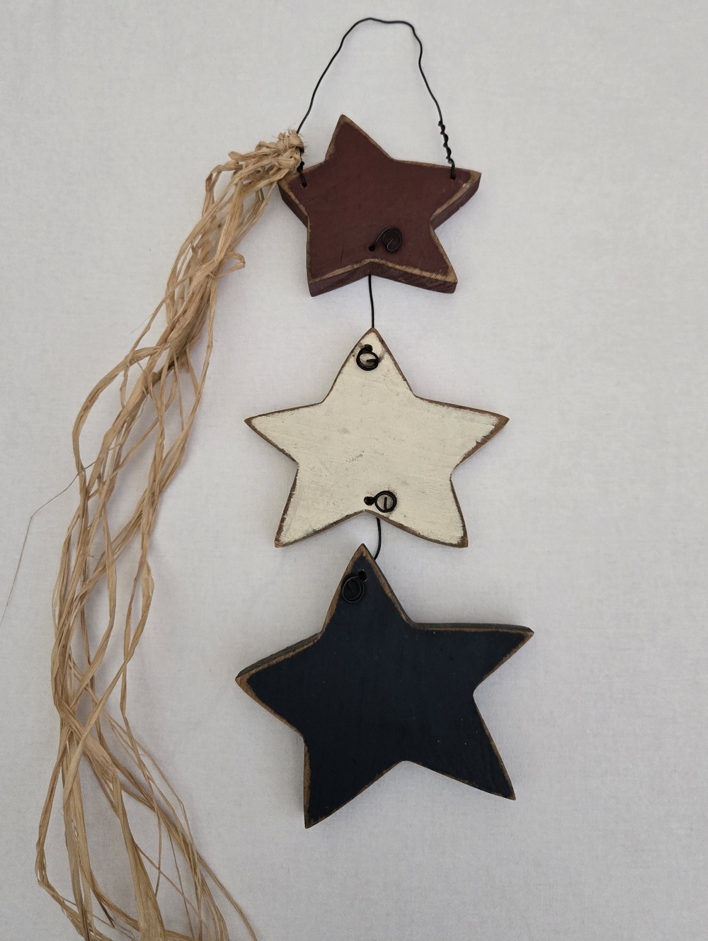 Primitive Painted Star Wallhanging Plaque Patriotic Farmhouse Rustic County Prim